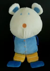 F7. DOUDOU PELUCHE OURS SOURIS P'TIT DODO PLASTITEMPLE BLEU JAUNE FICELLE 30cm - Imagen 1 de 3