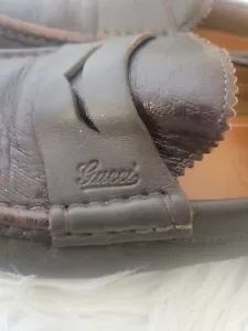 Gucci Größe 38,5/5 Herren dunkelbraun Diamant Leder Penny Slipper Halbschuhe - Bild 1 von 11