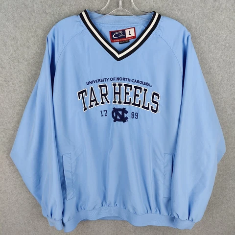 VTG Cadre Size Large UNC Tarheels Blue Long Sleeve V-Neck Windbreaker Jacket Cover