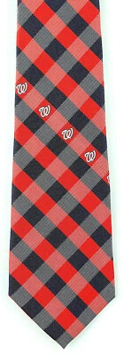 Corbata para hombre de los Nacionales de Washington con licencia de béisbol MLB. Corbata a cuadros rojo azul  Foto 1 de 4