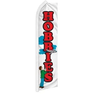10 x "HOBBIES" advertising super flag swooper banner business sign hobby craft - Picture 1 of 10