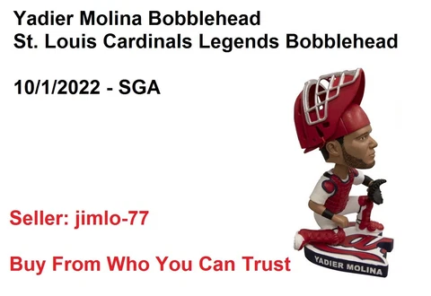CARDINALS YADIER MOLINA LEGENDS BOBBLEHEAD 10/1/22 SGA NEW ST. LOUIS CARDINALS Cover