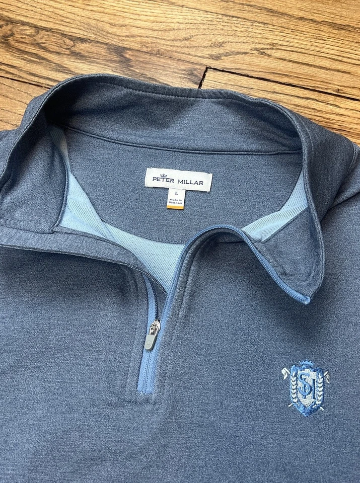 Peter Millar Crown Sport Performance Golf Vest 1/4 Zip Blue Men’s Sz Large - Image 1 of 4