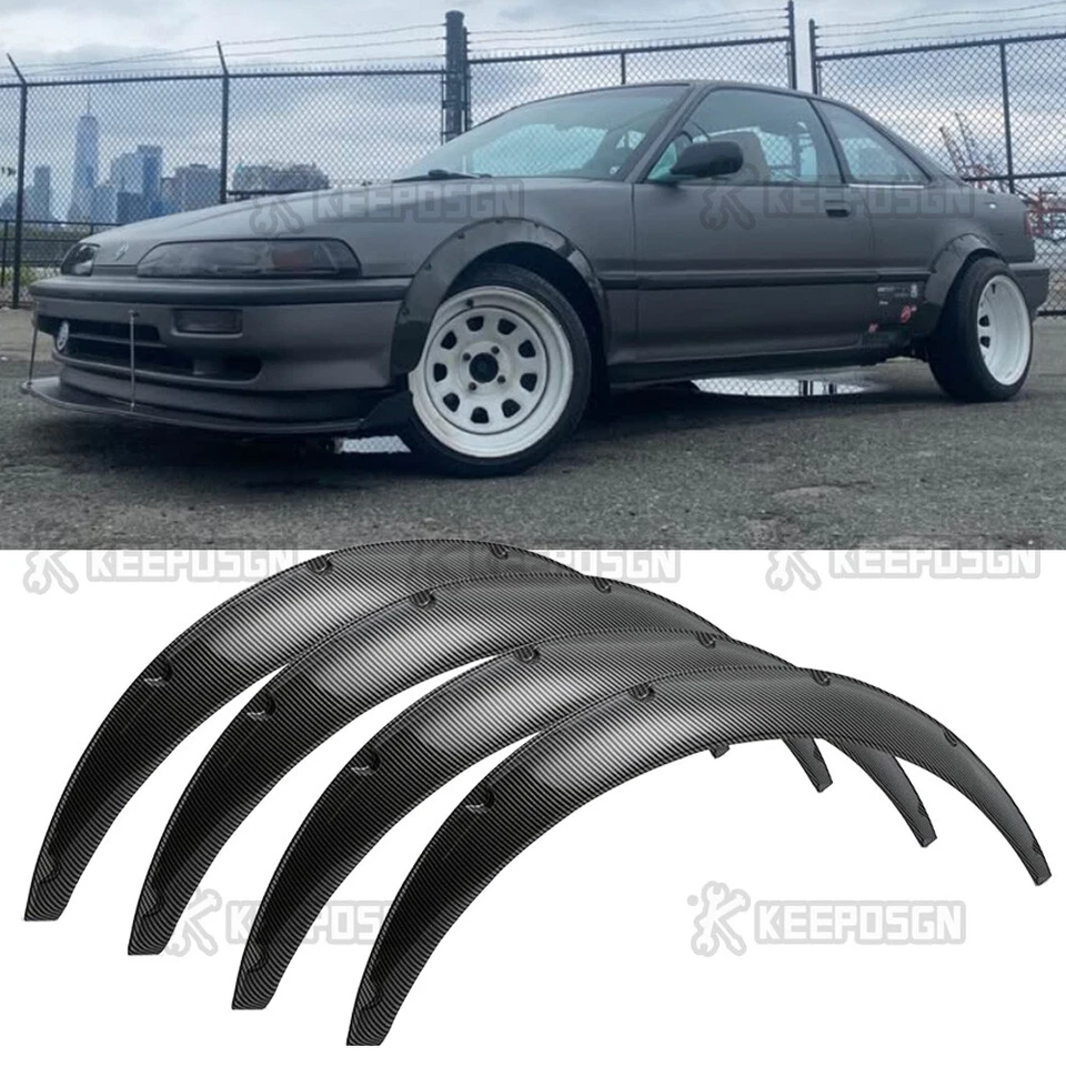 Arcos de rueda de carrocería extra ancha para Acura Integra 1986-2001 4 piezas guardabarros llamaradas de 3,5" Foto 1 de 4