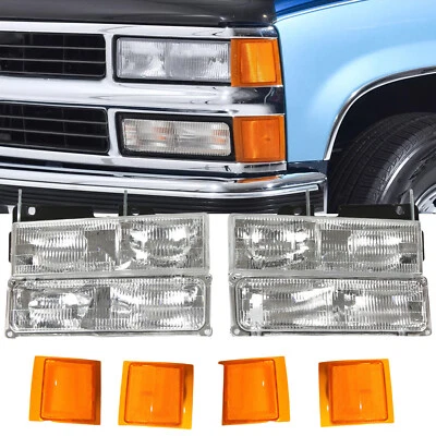 For 94-98 Chevy OBS C/K Suburban Tahoe Headlights W/Corner & Parking Lights 8pcs Foto 1 de 4