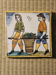 Antiguo cuadrado de baldosas cerámicas europeas de 5,25" catalán salvamento ocupacional núcleo agrícola - Imagen 1 de 24