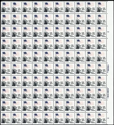 1894, MNH 20¢ Red Color Almost Missing From The Flag Sheet of 100 - Stuart Katz - Image 1 of 2