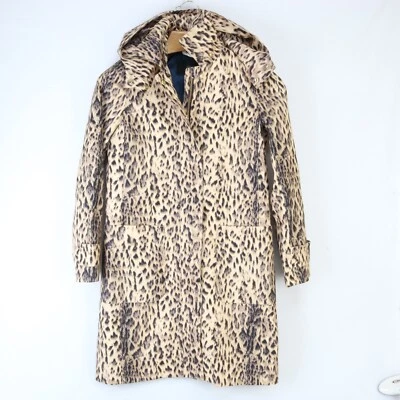 NUEVO CON ETIQUETAS NUEVO J. CHAQUETA GABARDINA CAPUCHA LARGA EXTRAÍBLE ALGODÓN ESTAMPADO LEOPARDO TRIPULACIÓN 00 Foto 1 de 4