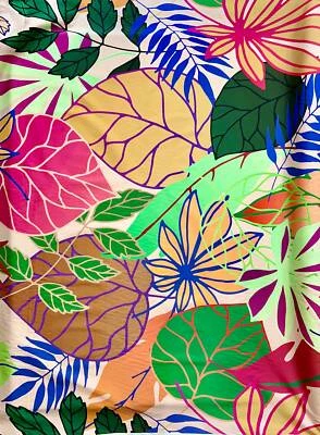 Tela satinada de algodón elástico africano - beige, verde, rosa, azul "Kalua", por yarda Foto 1 de 4