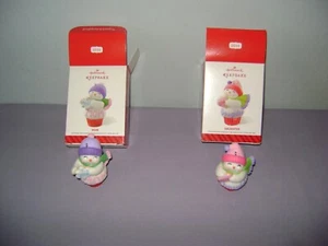 Snowman Mother & Daughter Cupcake Keepsake Hallmark Christmas Ornaments - Picture 1 of 8