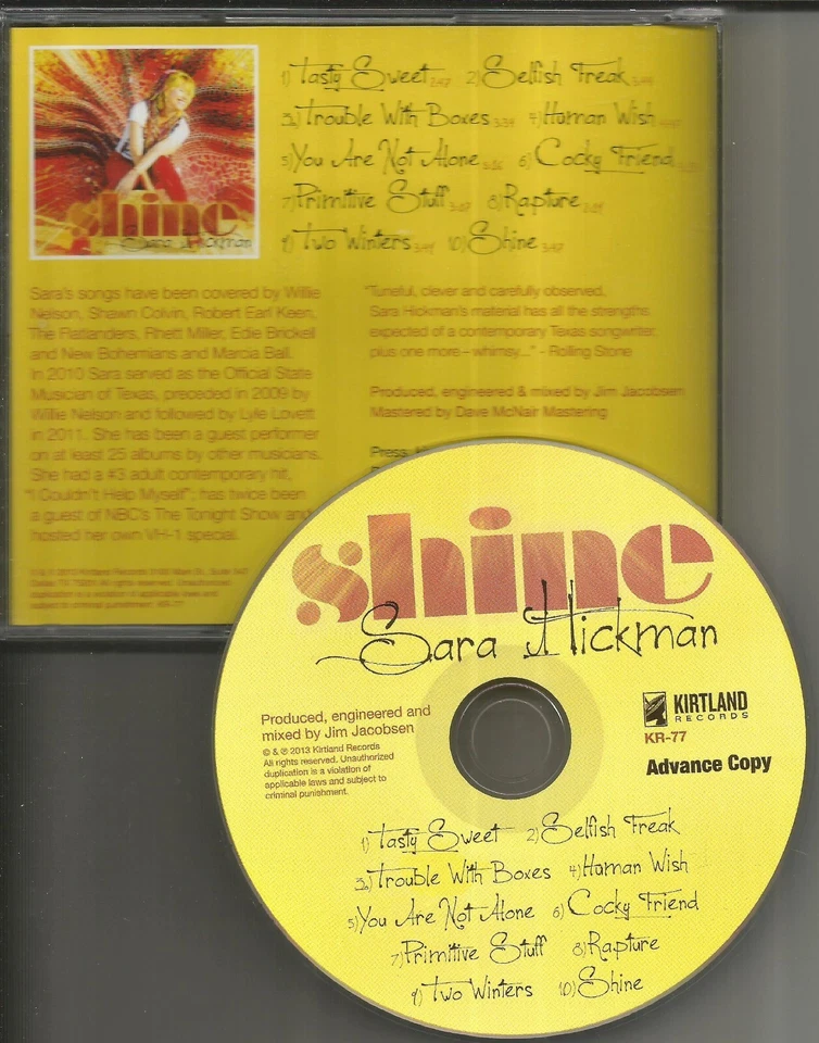 SARA HICKMAN блеск ADVNCE с различные задней обложки искусства и упаковки промо DJ CD - Изображение 1 из 1