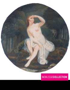 ANTIQUE 18th CENTURY FRENCH MINIATURE HAND PAINTED GOUACHE NYMPH PORTRAIT - Picture 1 of 5