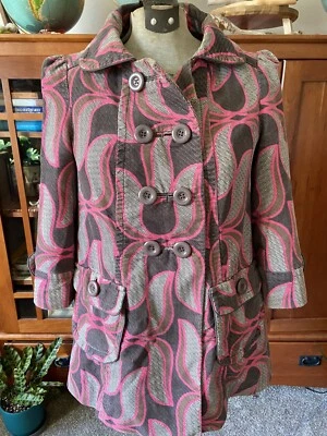 Abrigo para mujer Elevenses Anthropologie hoja de loto doble pecho guisante talla 0 rosa Foto 1 de 4