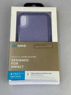 Funda Transparente Speck Presidio para iPhone XR - Dorado Brillo/Geoda Púrpura Foto 1 de 2
