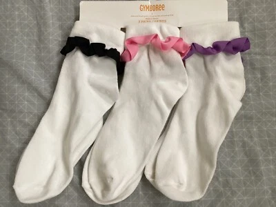 Nuevo Gymboree Cheer o Uniforme Cinta con Volantes Calcetines Paquete de 3 Niñas Talla L Zapato 4-7 Foto 1 de 2