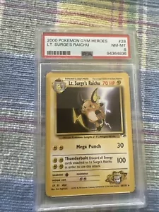 Lt. Surge's Raichu 28/132 Gym Heroes - Pokemon PSA - NM -MT 8 - 86984178 - Picture 1 of 2