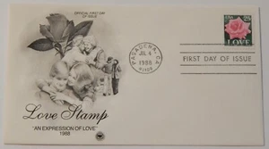 FDC 2378 Pasadena California July 4 1988 pink rose first day cover - Picture 1 of 2