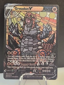 Groudon CUSTOM Stained Glass Holo Van Gogh Shiny Unbranded Card For Display Only - Picture 1 of 2