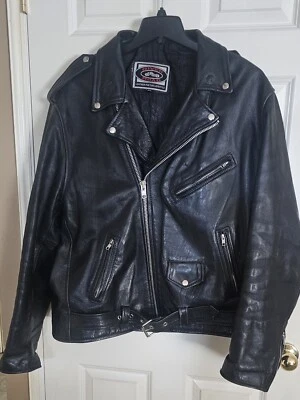 Chaqueta de cuero negra RiverRoad 52 para hombre Foto 1 de 2