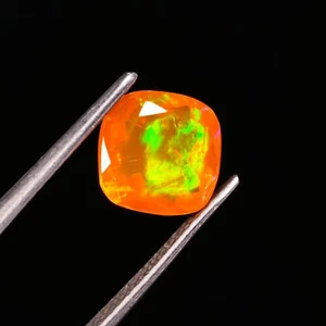Natural Orange Ethiopian Opal 1.50 Ct Faceted Cushion Loose Gemstone 8X5 MM - Picture 1 of 3
