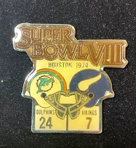 NFL Super Bowl VIII 8 Houston 1974 Dolphins vs Vikings Starline Anstecknadel - Bild 1 von 2
