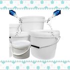 Hard Wearing White Plastic Buckets With Tamper Evident Lids & Metal Handle