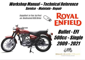 Royal Enfield Bullet 500 EFI Single Service Workshop Manual USB 2009 - 2021 - Imagen 1 de 13