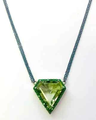 HSN Colleen Lopez 纯银 Prasiolite & Chrome Diopside 18 项链 — 第 1/4 张图片
