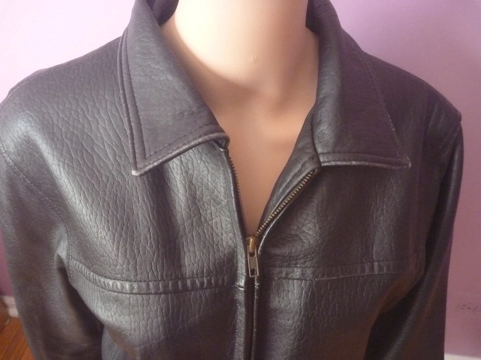 女士 M L 夹克外套黑色柔软真皮短骑手拉链摩托车 — 第 1/4 张图片