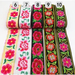 Embroidered Flower Jacquard Ribbon Braid Webbing Trim Clothes DIY Crafts Sewing - Picture 1 of 27