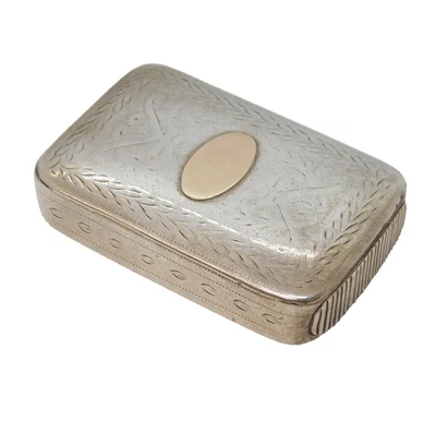 Antiguo estuche Vesta George III con panel de plata esterlina y oro 1810 Birmingham Foto 1 de 4