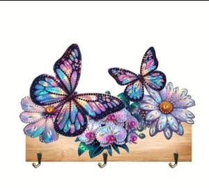 DIY DIAMOND PAINTING ~ BUTTERFLY WALL HANGING~ 7.36 Inch Tall X  10.76 Wide - Picture 1 of 2
