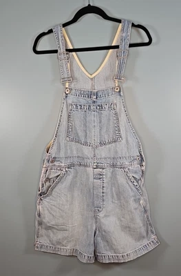 Vintage 2001 Gap Denim Bib Overalls Shorts Shortalls Size Medium Foto 1 de 4