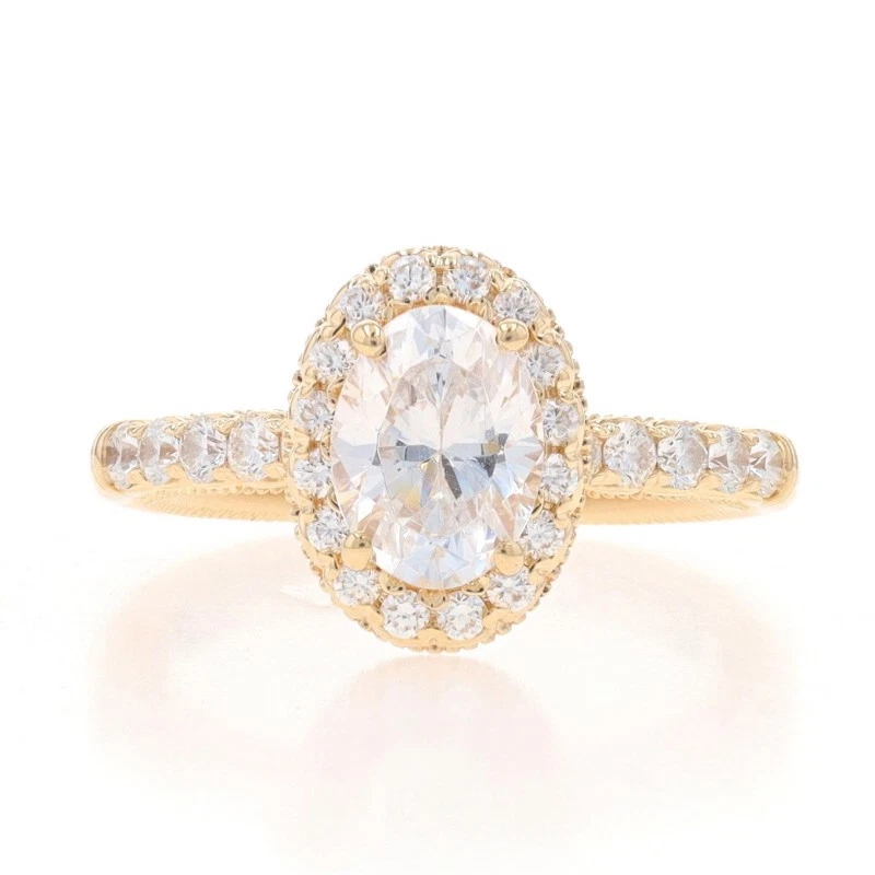 Anillo de compromiso Verragio semi-montaje halo oro amarillo 14k .60ctw para ovalado ~8x6 mm Foto 1 de 4