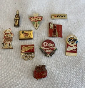Lot of 10 Coca Cola Coke Advertising Collectable Pin - Picture 1 of 6