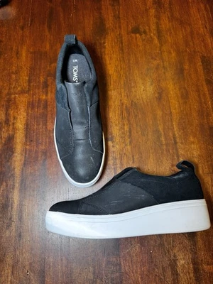 Zapatos Toms Ámbar Plataforma Sin Cordones Zapatos Cuero Negro Talla 7 Foto 1 de 4