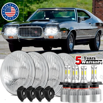 для Ford Gran Torino 1972-1976 100 Вт 4 круглые 5,75 дюйма 5-3/4 дюйма светодиодные фары дальнего/дальнего света - Изображение 1 из 4