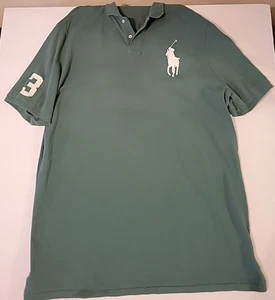 POLO RALPH LAUREN Mens Polo Shirt XXL Green Classic Fit Big Pony 3 Sleeve - Picture 1 of 8