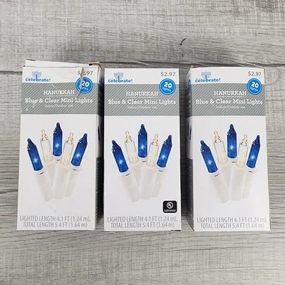 Lote de 3 - Mini luces navideñas blancas cálidas azules y transparentes - NUEVAS - alambre blanco Foto 1 de 4