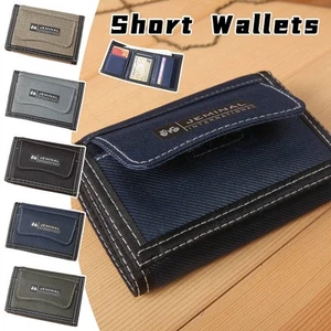 Mens Short Canvas Wallet Hasp Zipper Card ID Holder Coin Pocket Male Purse. - Picture 1 of 15