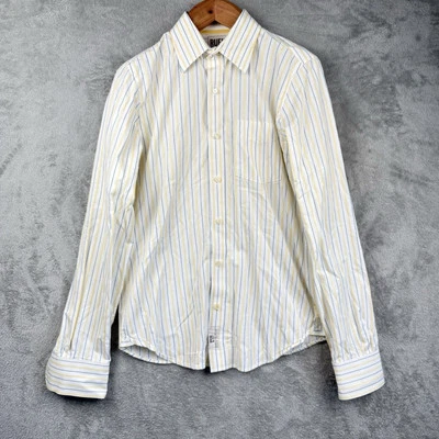 Camisa Ruehl No.925 Abotonada Para Hombres M Amarillo Azul Rayas Algodón Carrera Informal Foto 1 de 4