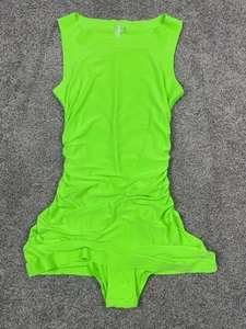 Norma Kamali Dress Womens XS Neon Green Ruched Pickleball Mini Sporty Stretch - Picture 1 of 10