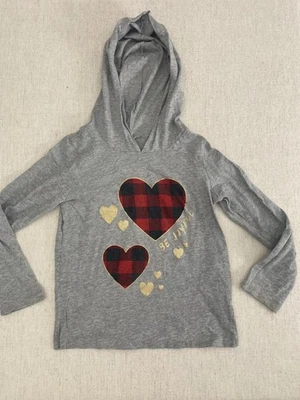 Carter’s Niño Sudadera con Capucha Niñas Talla 5 Gris Manga Larga Corazón Gráfico Pullover Con Capucha Foto 1 de 4