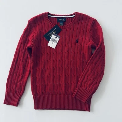 Polo Ralph Lauren Niños 6 Rojo Cable Tejido Suéter Nuevo con Etiquetas Vacaciones Navidad Foto 1 de 4
