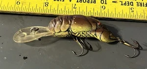 Vintage Rebel Crayfish 2 1/4 In. Chartreuse/Brown/Orange Crankbait Fishing Lure - Picture 1 of 5