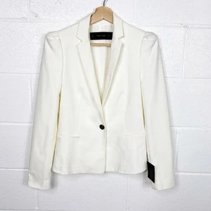 Zara Blazer Basic One Button Womens S White Ivory Boxy Structured NWT - Picture 1 of 10