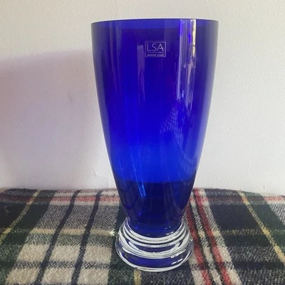 Florero LSA International 30CM Vidrio Azul Marino Hecho en Polonia Foto 1 de 4