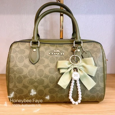 Nwt Coach Rowan Satchel Bag/Wallet CV961/CW786 GOLD/OLIVE with charm - Image 1 of 4
