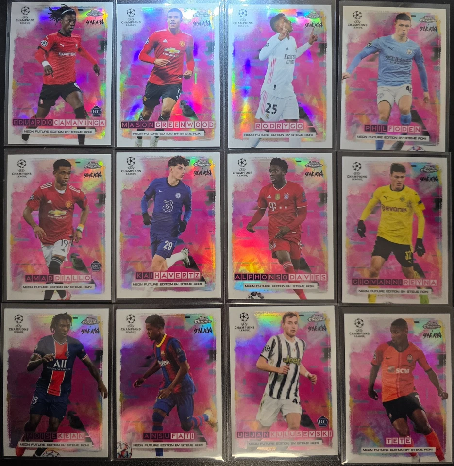 2020-21 Topps cromo Steve Aoki fútbol Neon Fulture 12 lotes-Phil Foden, Rodrygo Foto 1 de 1