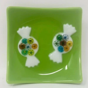 Fused Glass Candy Tray, Barb McKinley, Signed Studio Art, Millefiori Dish - Picture 1 of 4